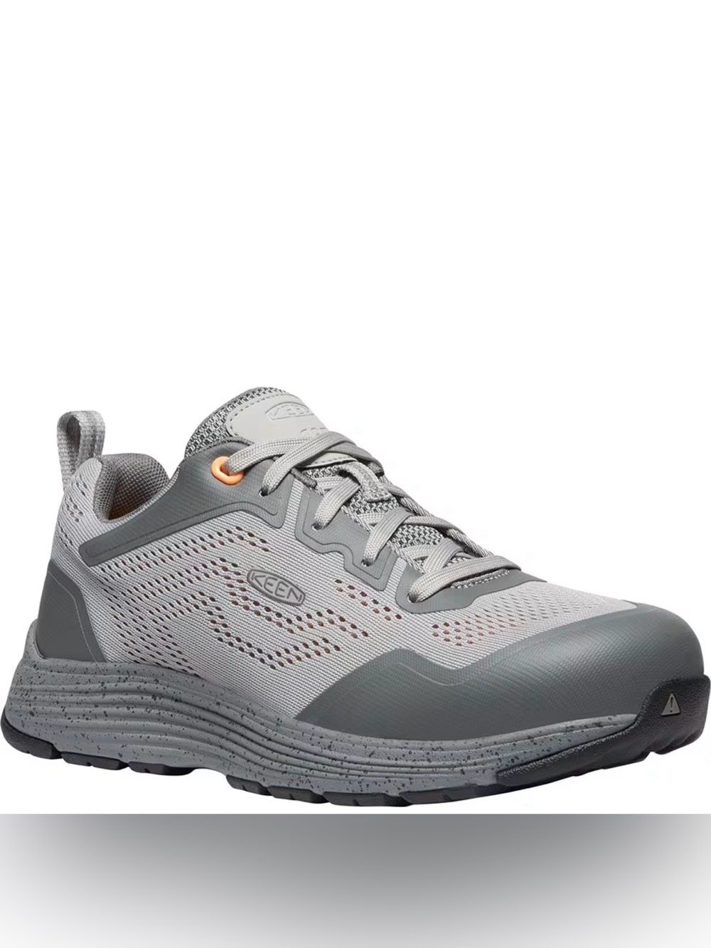 Keen Gray Mesh Athletic Sneaker With Orange Accent